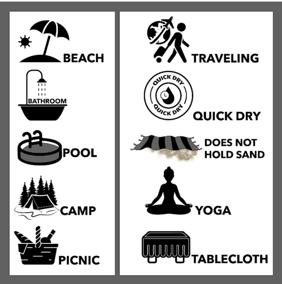 Quick Dry Beach Towel Turkish Cotton Peshtemal Black White Stripe Sarong Spa - Picture 4 of 7